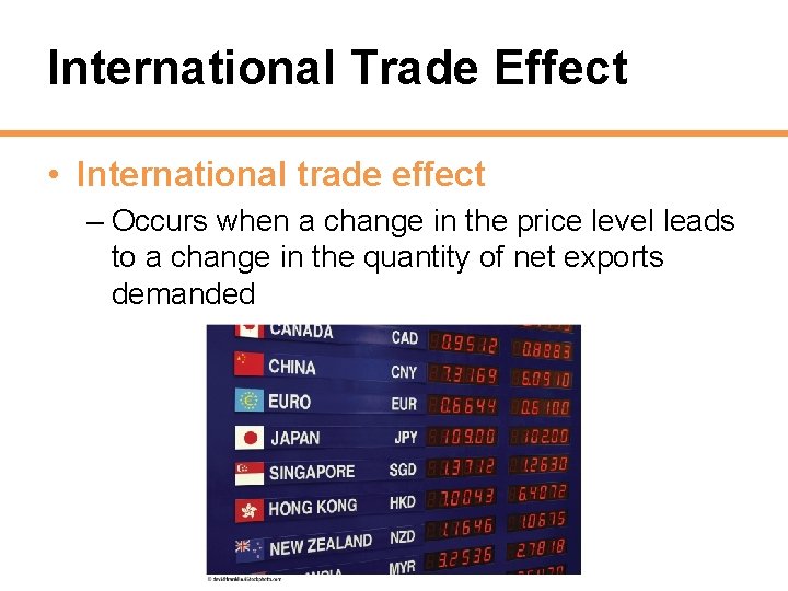 International Trade Effect • International trade effect – Occurs when a change in the