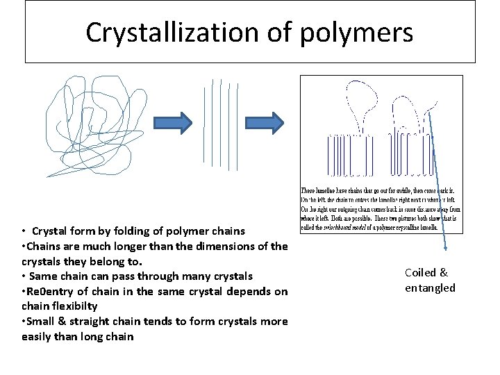 Crystallization of polymers • Crystal form by folding of polymer chains • Chains are