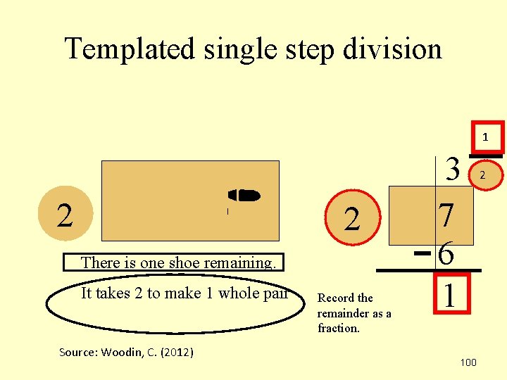 Templated single step division 1 2 2 There is one shoe remaining. It takes