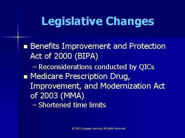 Legislative Changes n Benefits Improvement and Protection Act of 2000 (BIPA) – Reconsiderations conducted