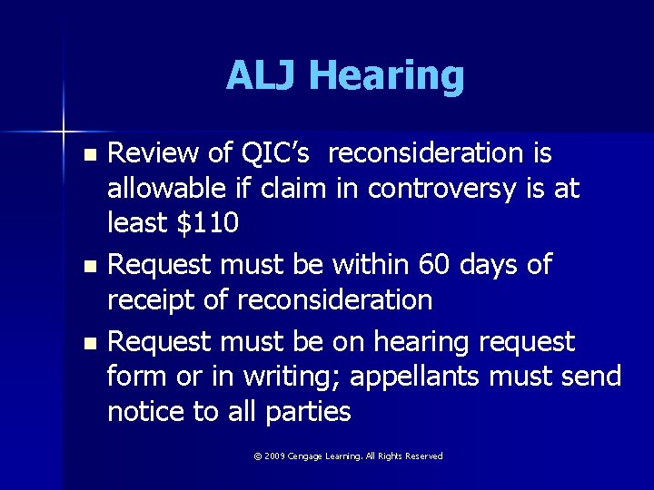 ALJ Hearing Review of QIC’s reconsideration is allowable if claim in controversy is at