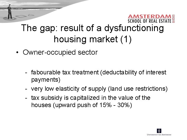 The gap: result of a dysfunctioning housing market (1) • Owner-occupied sector - fabourable