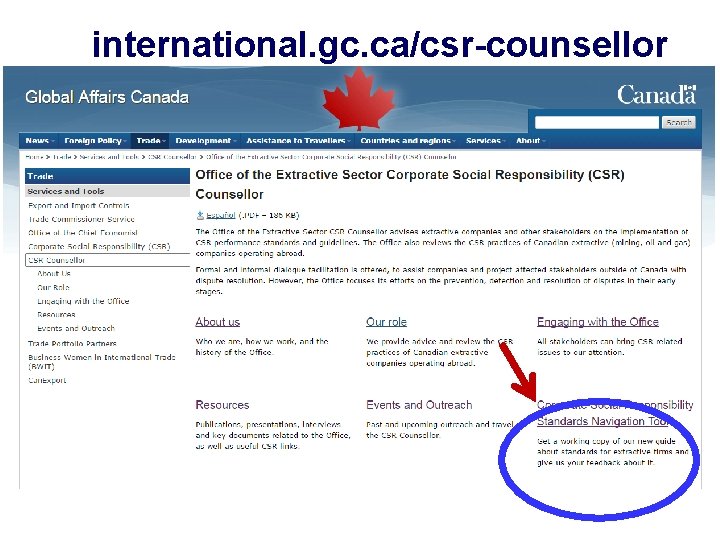 international. gc. ca/csr-counsellor 