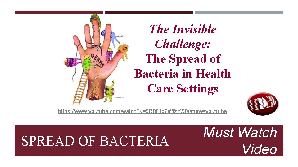 The Invisible Challenge: The Spread of Bacteria in Health Care Settings https: //www. youtube.