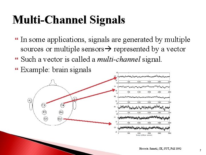 Multi-Channel Signals In some applications, signals are generated by multiple sources or multiple sensors