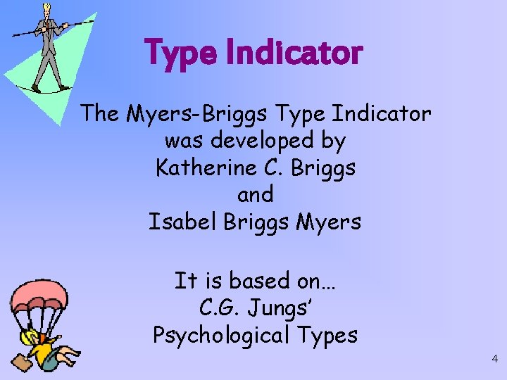 Type Indicator The Myers-Briggs Type Indicator was developed by Katherine C. Briggs and Isabel