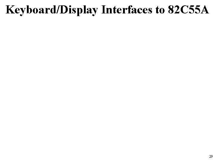 Keyboard/Display Interfaces to 82 C 55 A 29 