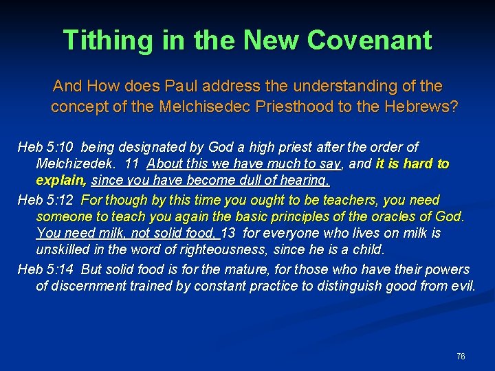 Tithing in the New Covenant And How does Paul address the understanding of the