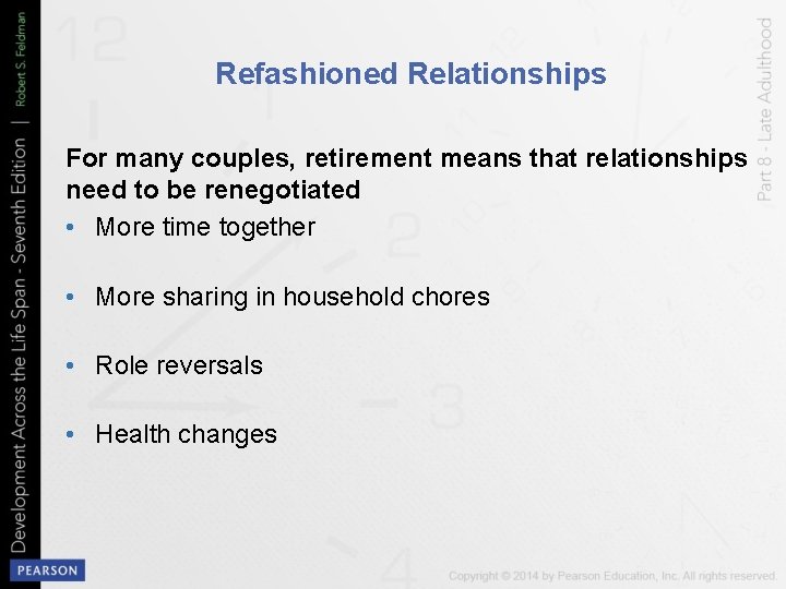 Refashioned Relationships For many couples, retirement means that relationships need to be renegotiated •