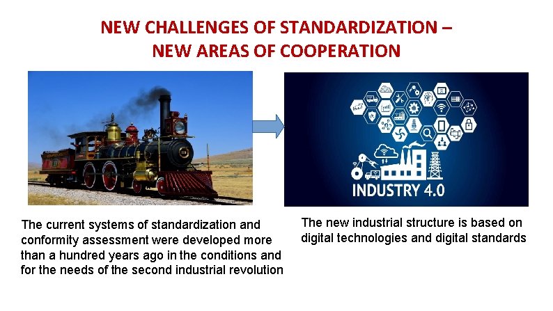 NEW CHALLENGES OF STANDARDIZATION – NEW AREAS OF COOPERATION The current systems of standardization