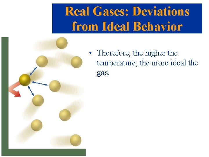 Real Gases: Deviations from Ideal Behavior • Therefore, the higher the temperature, the more