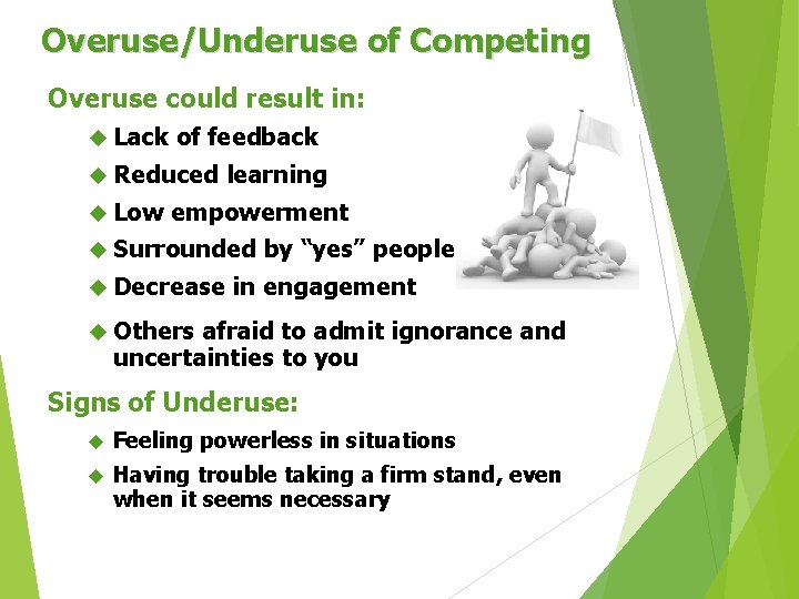 Overuse/Underuse of Competing Overuse could result in: Lack of feedback Reduced Low learning empowerment