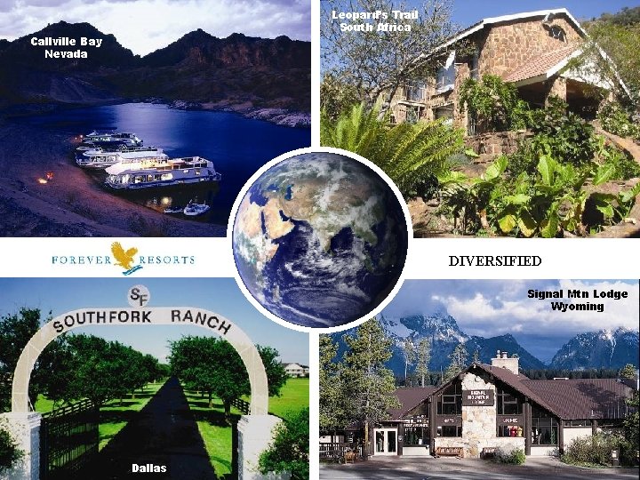 Leopard’s Trail South Africa Callville Bay Nevada DIVERSIFIED Signal Mtn Lodge Wyoming Dallas 