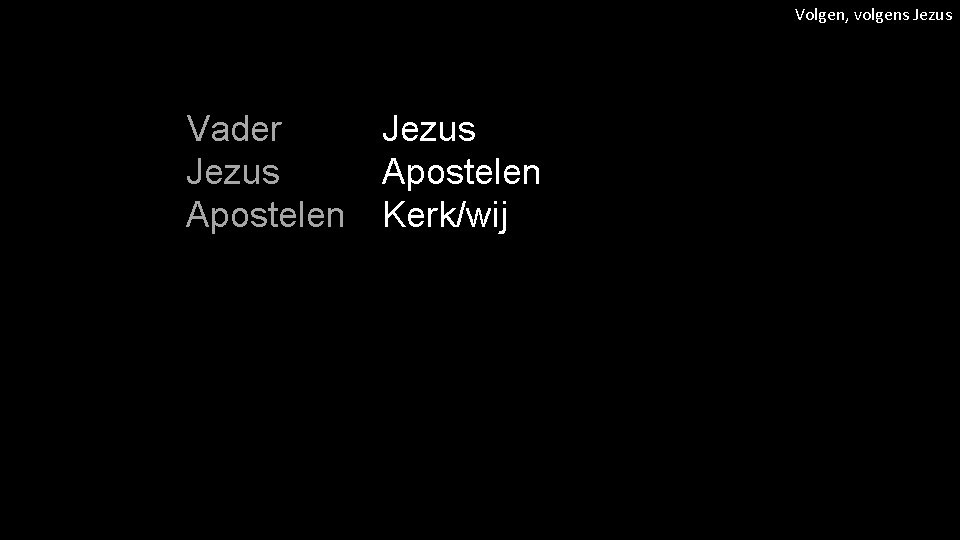 Volgen, volgens Jezus Vader Jezus Apostelen Kerk/wij 