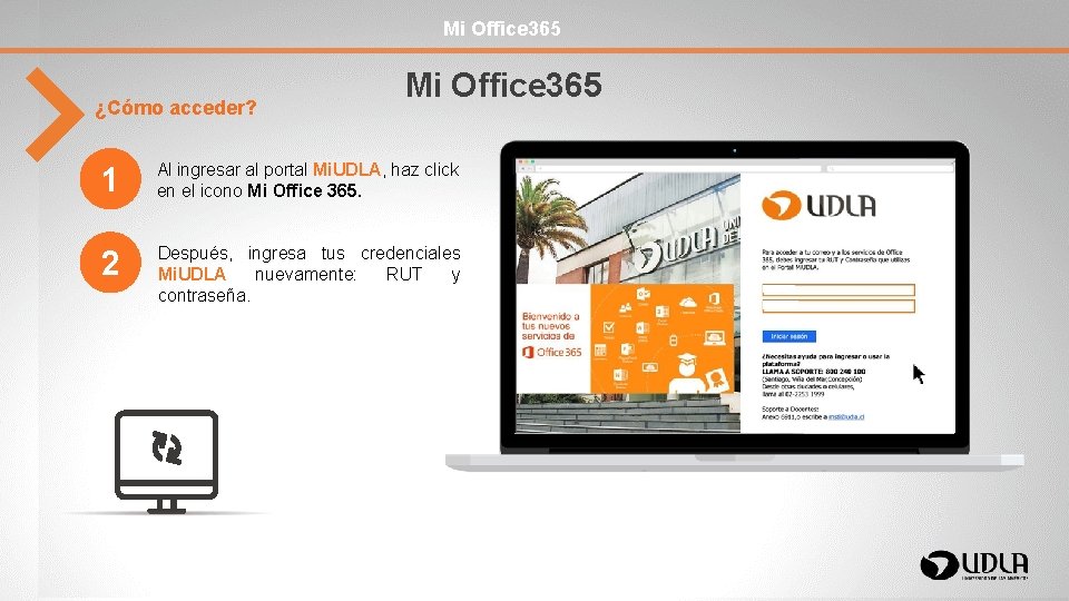 Mi Office 365 ¿Cómo acceder? Mi Office 365 1 Al ingresar al portal Mi.