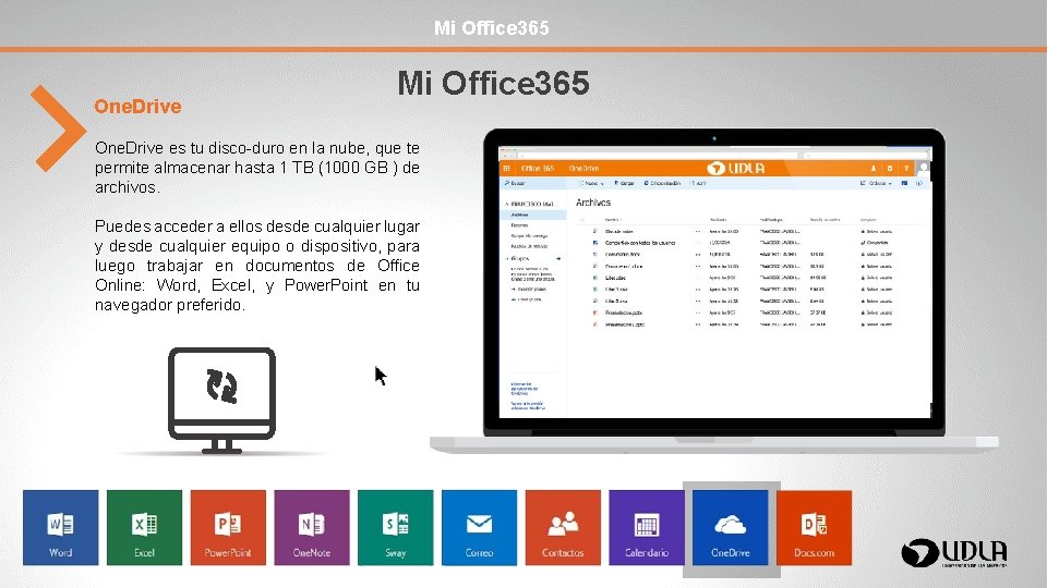 Mi Office 365 One. Drive es tu disco-duro en la nube, que te permite