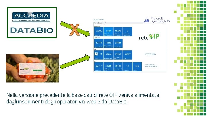 Nella versione precedente la base dati di rete OIP veniva alimentata dagli inserimenti degli