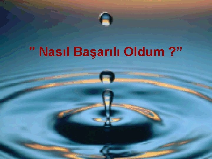 " Nasıl Başarılı Oldum ? ” 