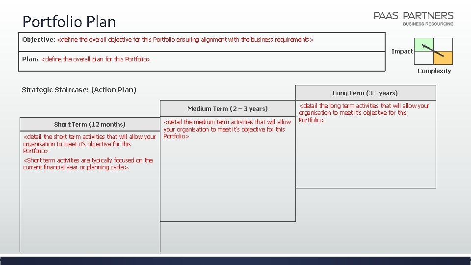 Portfolio Plan Objective: <define the overall objective for this Portfolio ensuring alignment with the Portfolio Plan Objective: <define the overall objective for this Portfolio ensuring alignment with the