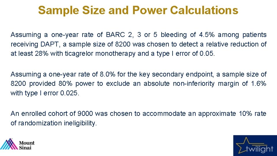 Sample Size and Power Calculations Assuming a one-year rate of BARC 2, 3 or