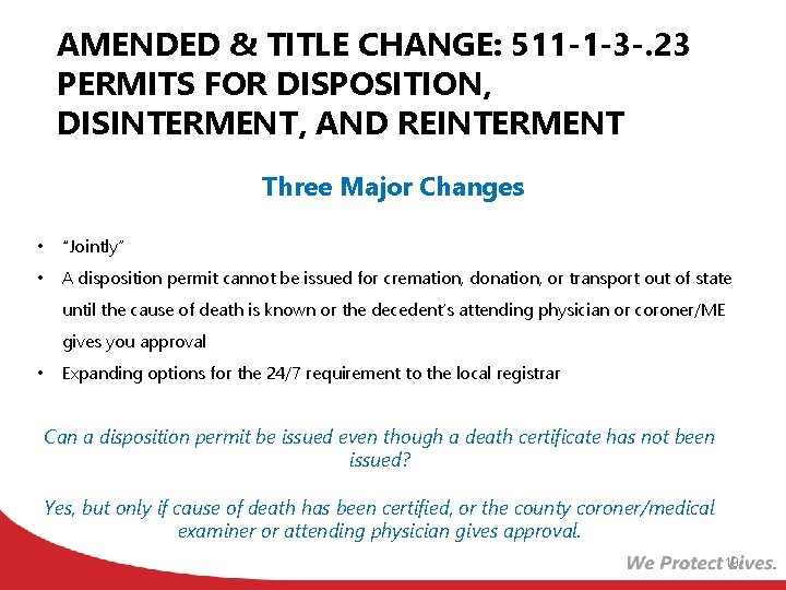 AMENDED & TITLE CHANGE: 511 -1 -3 -. 23 PERMITS FOR DISPOSITION, DISINTERMENT, AND