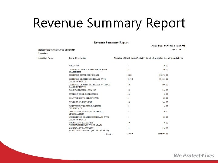 Revenue Summary Report 41 