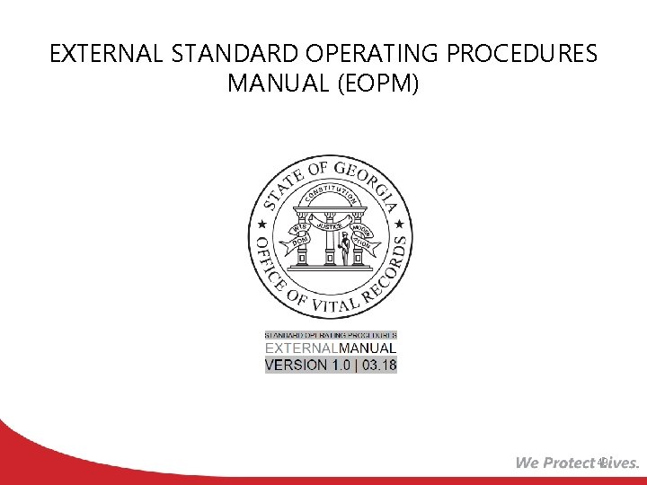 EXTERNAL STANDARD OPERATING PROCEDURES MANUAL (EOPM) 49 