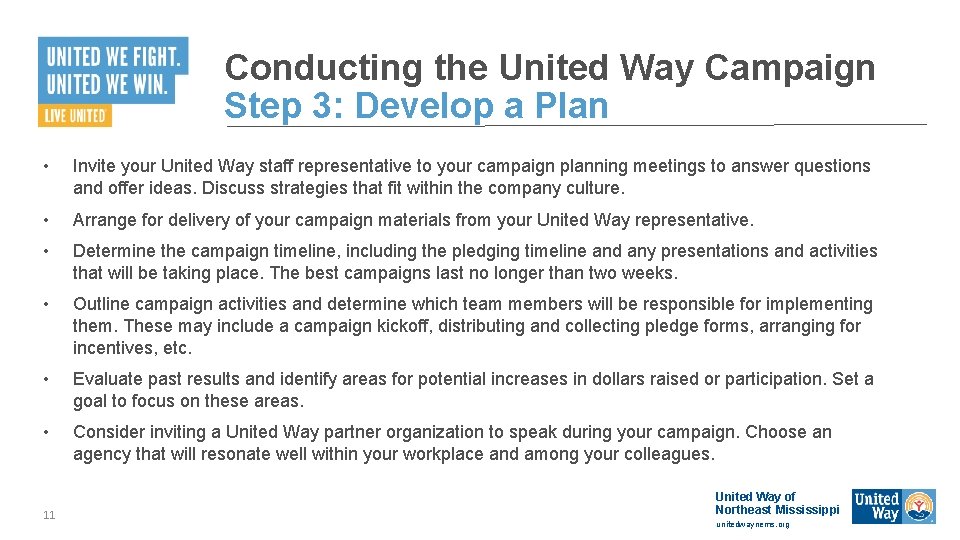 Conducting the United Way Campaign Step 3: Develop a Plan • Invite your United Conducting the United Way Campaign Step 3: Develop a Plan • Invite your United