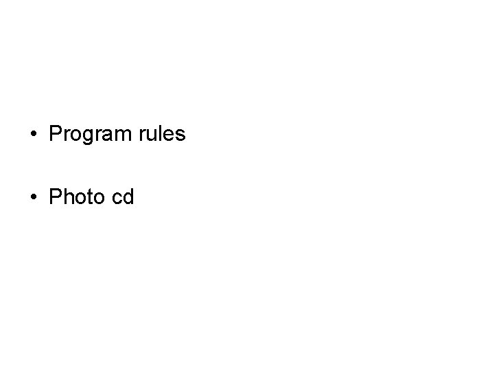  • Program rules • Photo cd 