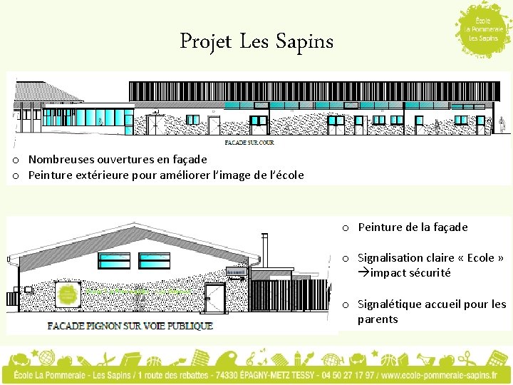 Projet Les Sapins o Nombreuses ouvertures en façade o Peinture extérieure pour améliorer l’image
