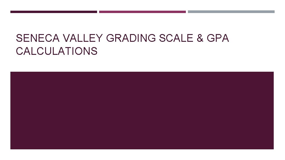 SENECA VALLEY GRADING SCALE & GPA CALCULATIONS 