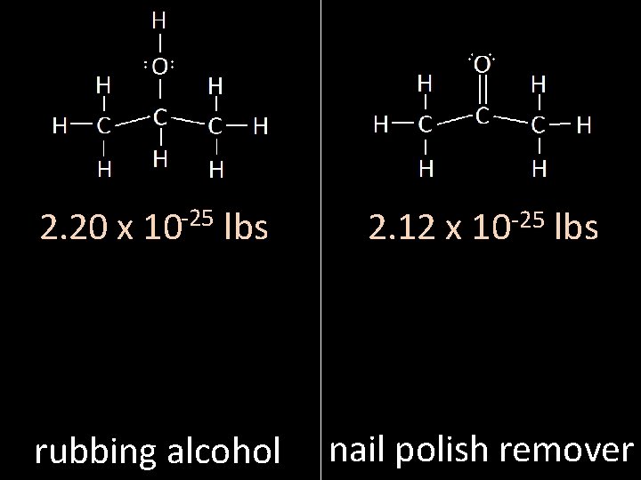 -25 2. 20 x 10 lbs rubbing alcohol 2. 12 x 10 -25 lbs