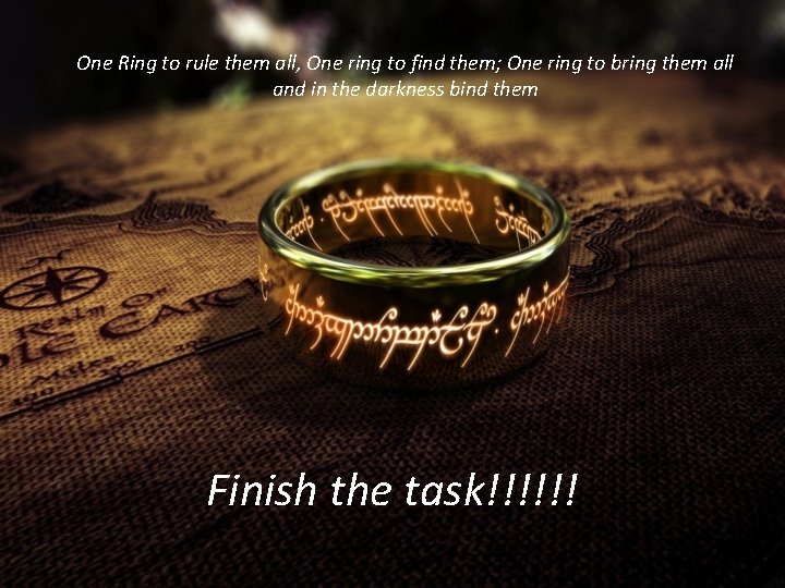 One Ring to rule them all, One ring to find them; One ring to