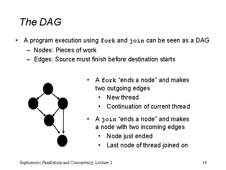 The DAG • A program execution using fork and join can be seen as