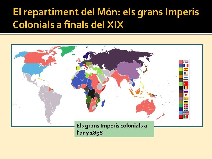 El repartiment del Món: els grans Imperis Colonials a finals del XIX Els grans