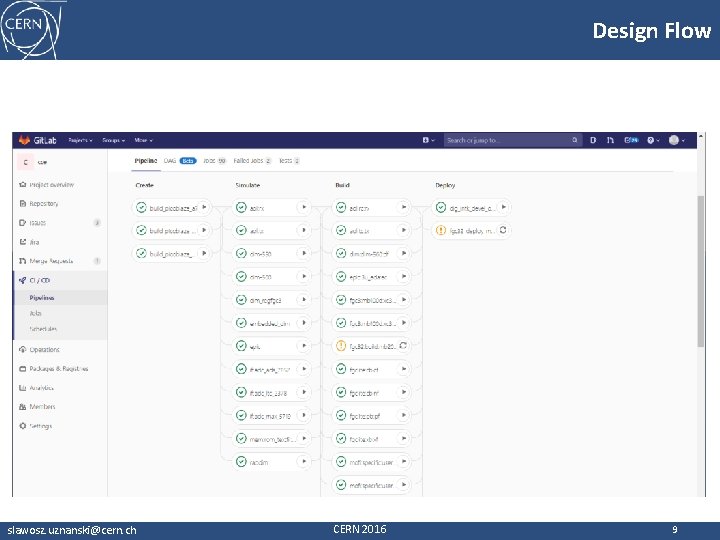 Design Flow slawosz. uznanski@cern. ch CERN 2016 9 