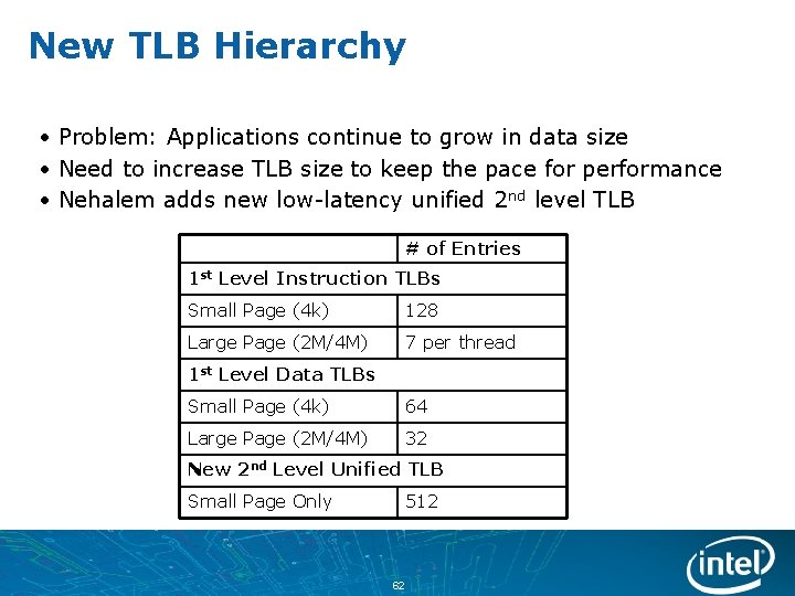 New TLB Hierarchy • Problem: Applications continue to grow in data size • Need