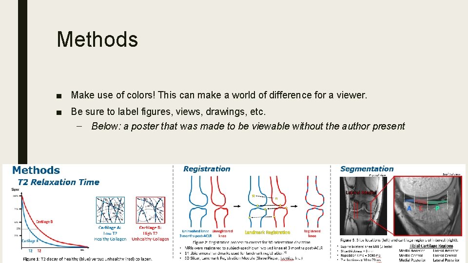 Methods ■ Make use of colors! This can make a world of difference for