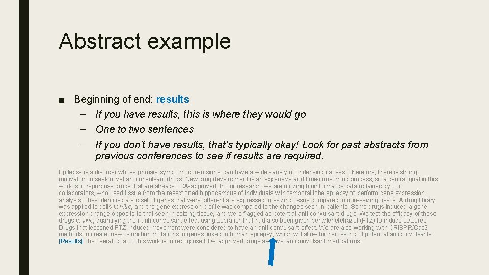 Abstract example ■ Beginning of end: results – If you have results, this is