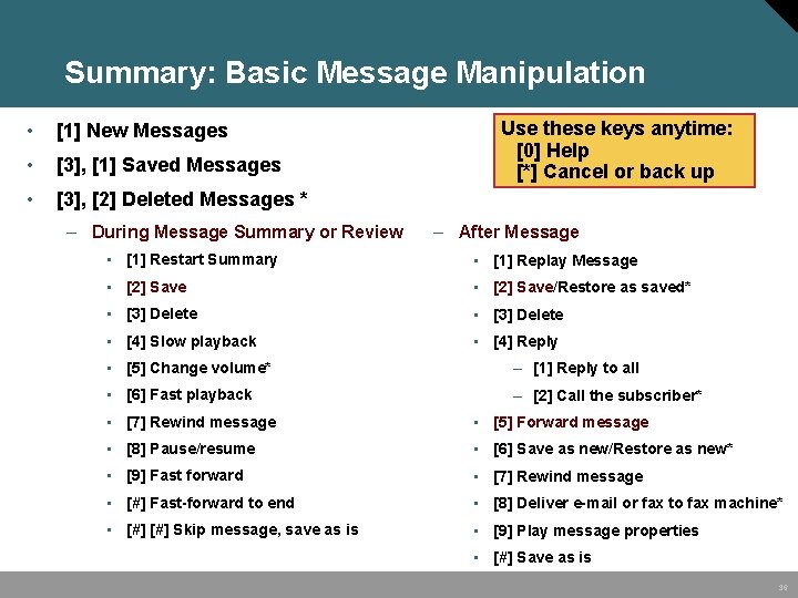 Summary: Basic Message Manipulation • [1] New Messages • [3], [1] Saved Messages •
