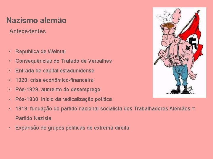 Nazismo alemão Antecedentes • República de Weimar • Consequências do Tratado de Versalhes •