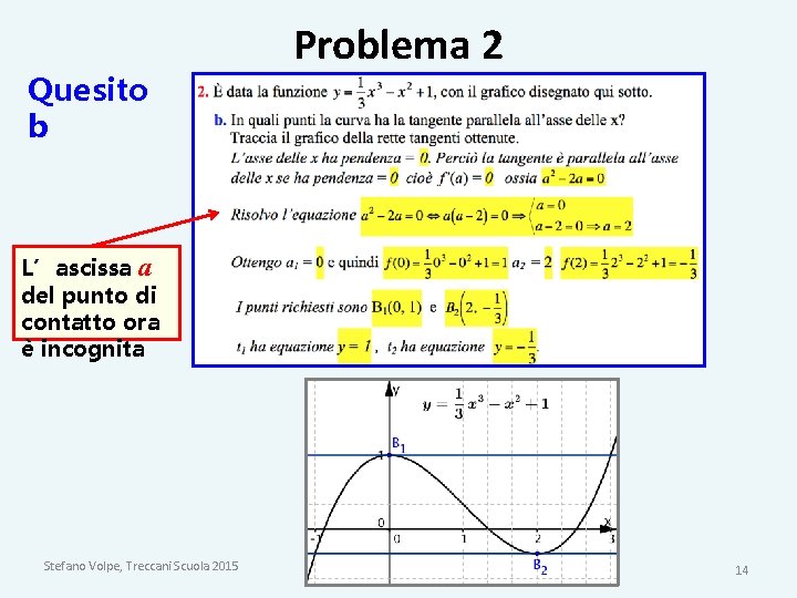 Quesito b Problema 2 L’ascissa a del punto di contatto ora è incognita Stefano