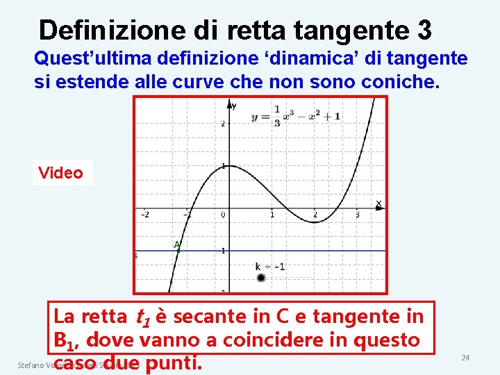 Definizione di retta tangente 3 Quest’ultima definizione ‘dinamica’ di tangente si estende alle curve