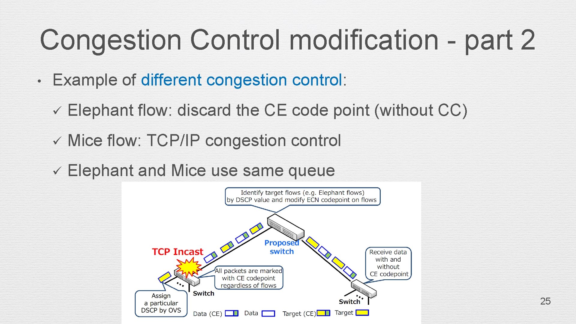 Congestion Control modification - part 2 • Example of different congestion control: ü Elephant