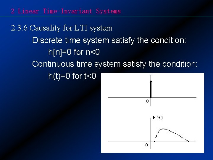 2 Linear Time-Invariant Systems 2. 3. 6 Causality for LTI system Discrete time system