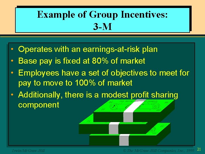 Example of Group Incentives: 3 -M • • • Operates with an earnings-at-risk plan