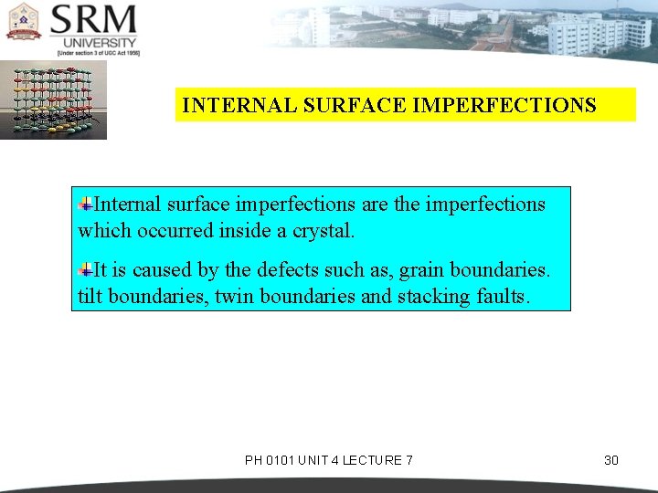 INTERNAL SURFACE IMPERFECTIONS Internal surface imperfections are the imperfections which occurred inside a crystal.
