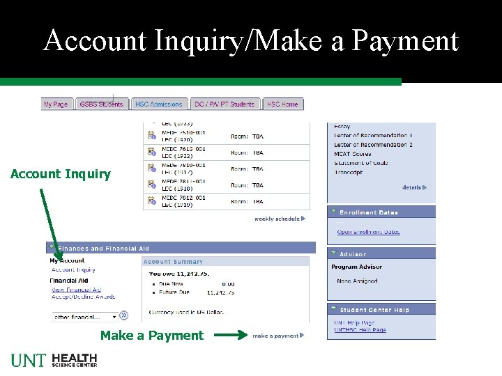 Account Inquiry/Make a Payment Account Inquiry Make a Payment 