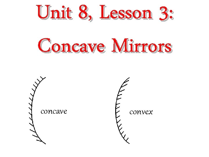 Unit 8, Lesson 3: Concave Mirrors concave convex 