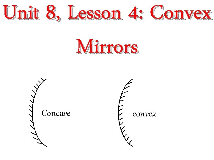 Unit 8, Lesson 4: Convex Mirrors Concave convex 